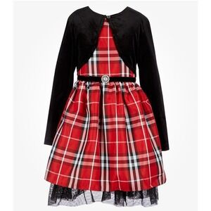 RARE EDITIONS Girls 12 Plaid Dress Perfect For Christmas!!